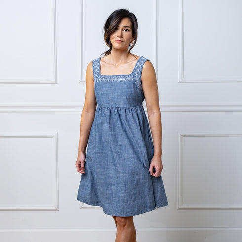 organic-chambray-dress-with-embroidery Sophia's StyleDresses-1