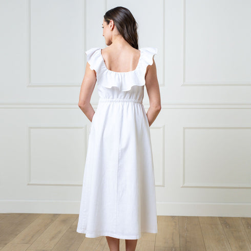 linen-ruffle-collar-dress-2 Sophia's Style-4