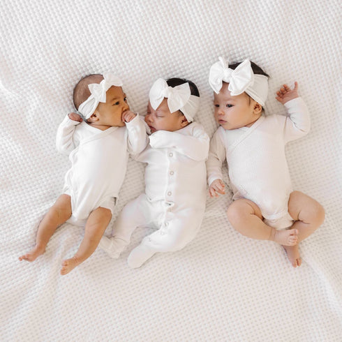 knot-white Baby Bling Bows clips headbands - Sophia's Style-