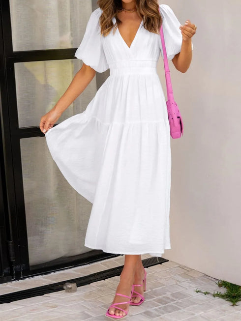 v-neck-puff-sleeve-midi-dress OhSoStyled at Sophia's Style-7