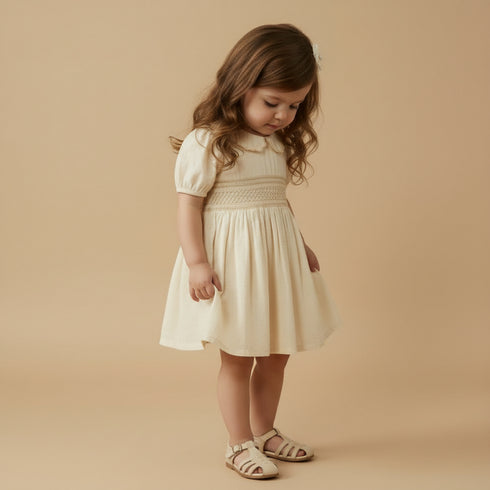 organic-smocked-collar-dress-butter-yellow-makemake-organics-sophias-styleSmocked Collar Dress-1