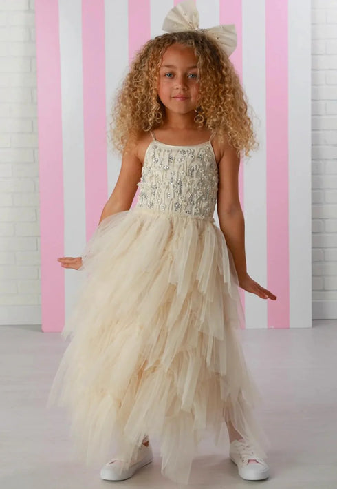 Girls Ivory Embellished Bodice Maxi Suzette Elyna Dress 12M-14