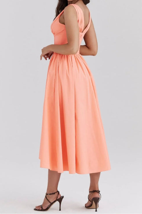 ruched-v-neck-sleeveless-dress-with-pockets OhSoStyled at Sophia's Style-20