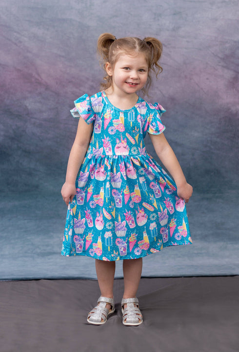 magical-unicorn-treats-milk-silk-flutter-dress Great Lakes kids - Sophia's StyleFlutter Dress-1