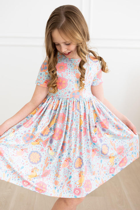 blue-retro-unicorns-s-s-pocket-twirl-dress Mila & Rose - Sophia's Style--3T--4