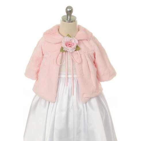 Kids Dream Pink Faux Special Occasion Half Coat Girls 4-10 - SophiasStyle.com