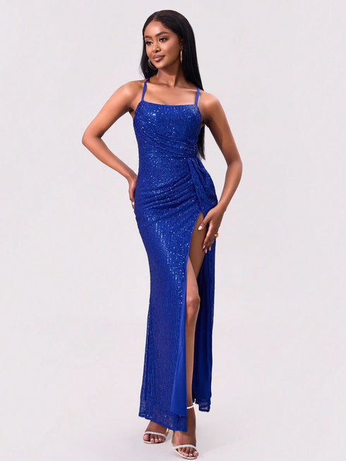 slit-sequin-square-neck-spaghetti-strap-dress OhSoStyled at Sophia's Style-4