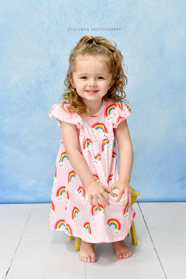 pink-rainbow-milk-silk-flutter-dress Great Lakes kids - Sophia's StyleFlutter Dress-1