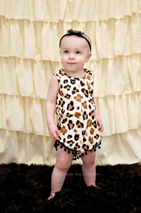cheetah-print-milk-silk-pom-pom-romper Great Lakes kids - Sophia's StyleRomper-1