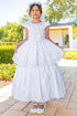 Girls White Illusion Top Satin Cap Sleeve Communion Dress 6-16