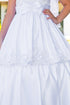 Girls White Illusion Top Satin Cap Sleeve Communion Dress 6-16