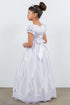 Girls White Satin Cap Sleeve T-length Communion Dress 6-16