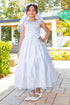 Girls White Illusion Top Embellished Skirt Communion Dress, Sizes 6-16