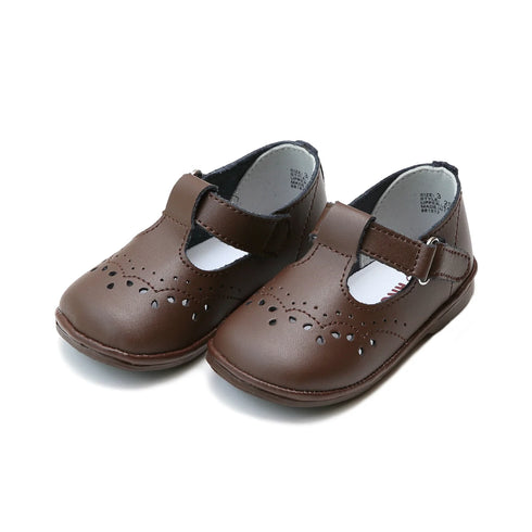 Zapatos de moda Mary Jane con diseño de ojales marrones para bebés y niñas, talla 1-7