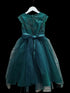 Girls Hunter Green Embroidered Bodice Crystal Belt Gown 2-16 - SophiasStyle.com