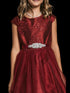 Girls Silk Embroidered Top Tulle Overlay Dress 2-16 - SophiasStyle.com