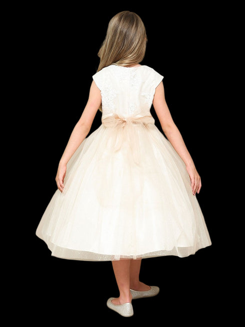Girls Silk Embroidered Top Tulle Overlay Dress 2-16 - SophiasStyle.com