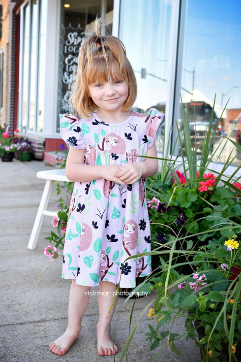 sloth-milk-silk-flutter-dress Great Lakes kids - Sophia's StyleFlutter Dress-1