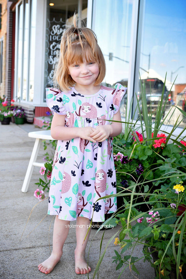 sloth-milk-silk-flutter-dress Great Lakes kids - Sophia's StyleFlutter Dress-1