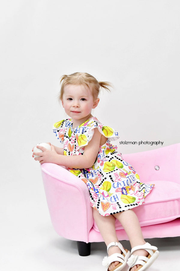 softball-milk-silk-flutter-dress Great Lakes kids - Sophia's StyleFlutter Dress-1