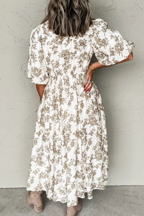 printed-button-front-puff-sleeve-dress OhSoStyled - Sophia's Style in White-3