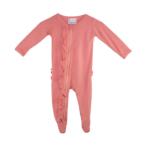 ruffle-2-way-zip-romper-coral Presley Couture at Sophia's Style-Baby Zip Romper-1