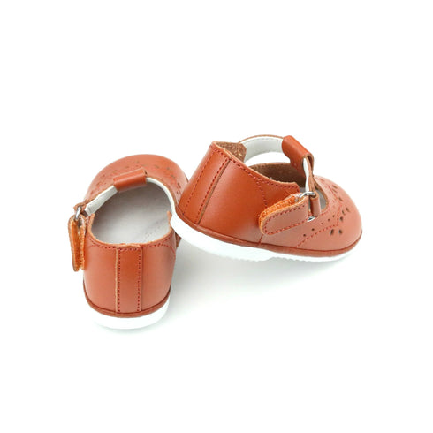 Zapatos de moda Mary Jane con diseño de ojales marrones para bebés y niñas, talla 1-7