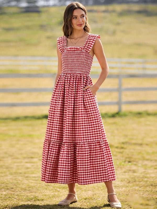 mommy-me-adult-dress-red-plaid-sleeveless-outfit-for-party-Sophia's StyleDress-1