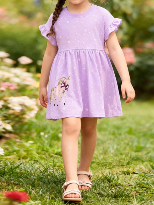 childrens-unicorn-star-print-ruffled-sleeve-dress-ohso-kids-sophias-style-2