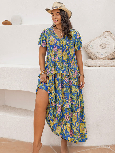 plus-size-printed-v-neck-short-sleeve-maxi-dress OhSoStyled - Sophia's Style-5