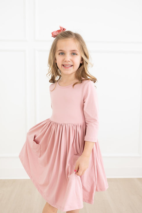 vintage-pink-pocket-twirl-dress Mila & Rose - Sophia's Style-Vintage Pink Pocket Twirl Dress-6-12M--1