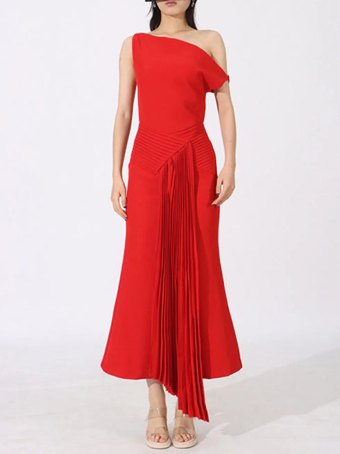 single-shoulder-pleated-dress-Sophia's Style-3