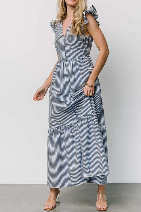 slit-striped-v-neck-ruffled-cap-sleeve-dress OhSoStyled at Sophia's Style-6