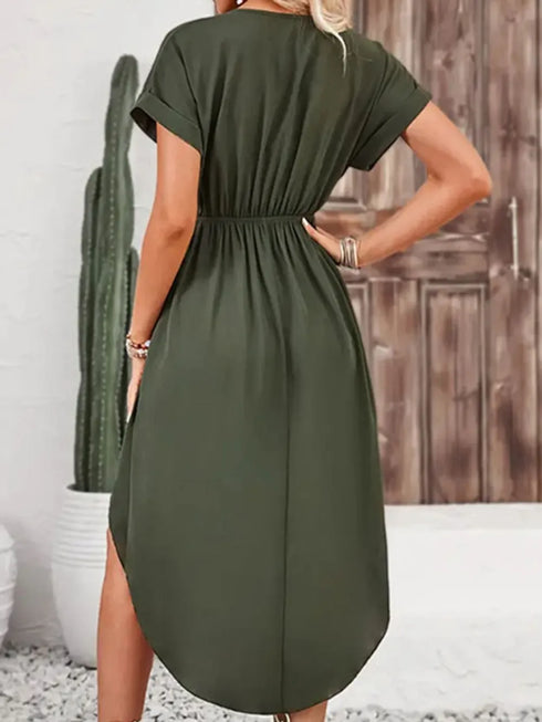 tied-surplice-short-sleeve-dress-Sophia's Style-4