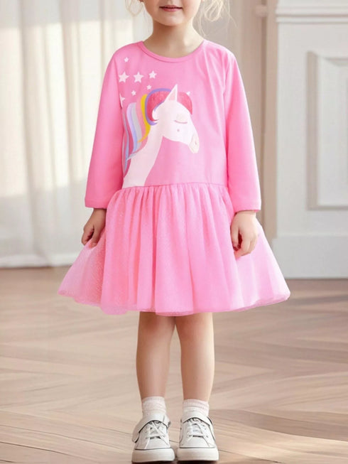childrens-unicorn-print-long-sleeve-tulle-dress-ohso-kids-sophias-style-2