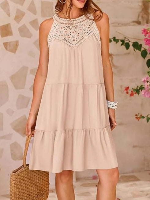 ruffled-hem-lace-sleeveless-dress OhSoStyled - Sophia's Style in White-8