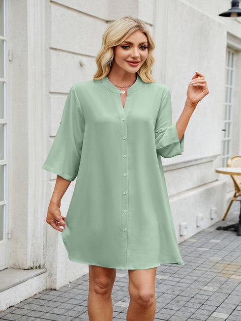 notched-long-sleeve-mini-shirt-dress OhSoStyled - Sophia's Style-13