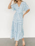 ruched-printed-v-neck-half-sleeve-midi-dress OhSoStyled - Sophia's Style in Light Blue-10