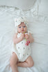 Floral Embroidery Romper + Bow - White