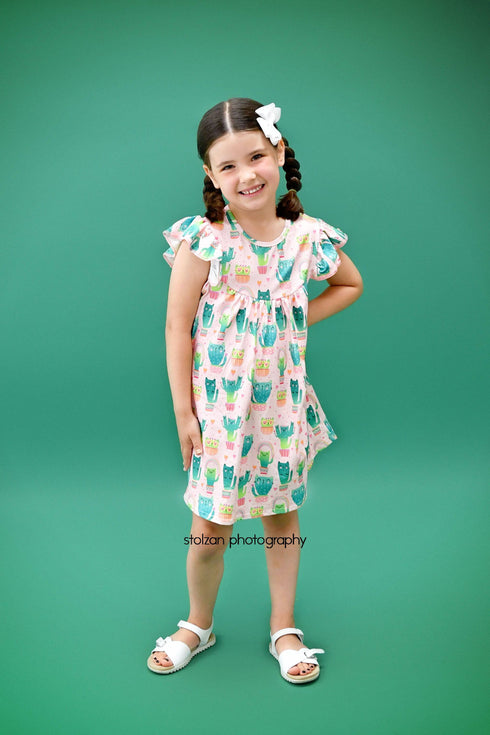 kitty-cactus-milk-silk-flutter-dress Great Lakes kids - Sophia's StyleFlutter Dress-1