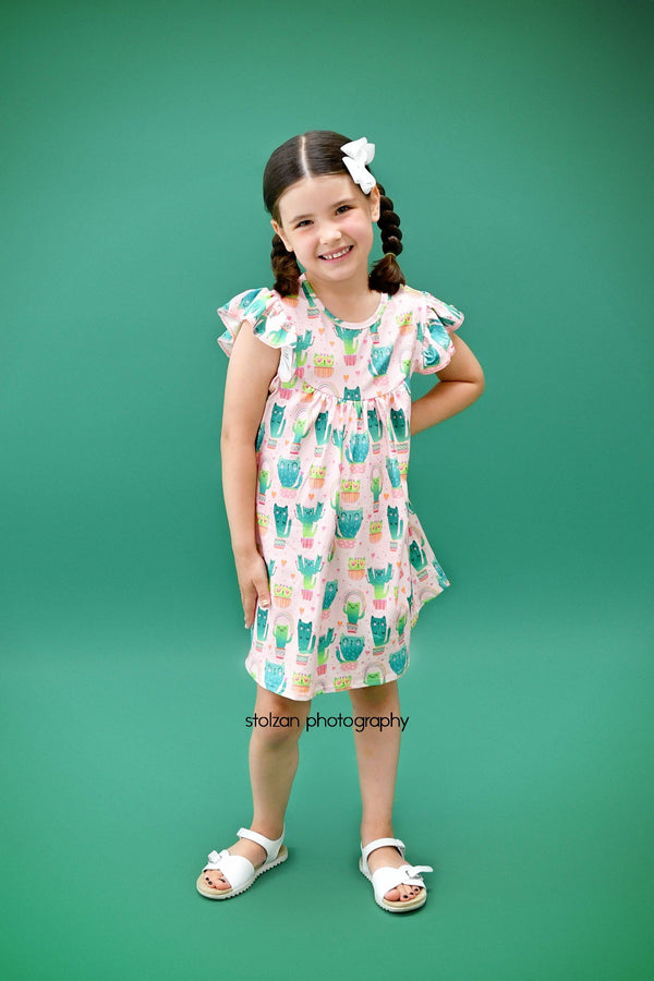 kitty-cactus-milk-silk-flutter-dress Great Lakes kids - Sophia's StyleFlutter Dress-1