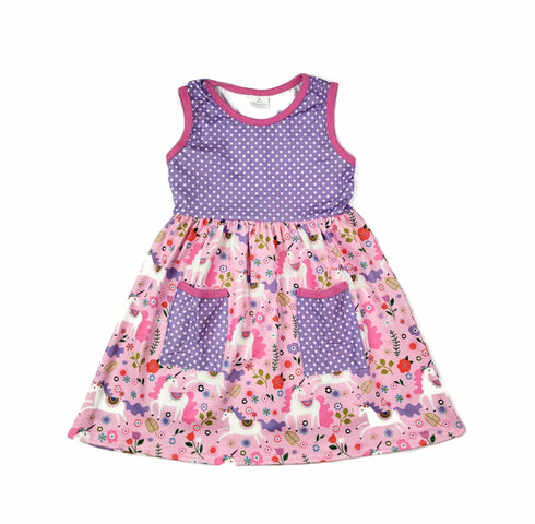 unicorn-front-pocket-milk-silk-tank-dress Great Lakes kids - Sophia's Style-2
