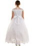 Petite Adele Big Girls White Lace Overlay Short Sleeve Communion Dress 8-16 - SophiasStyle.com