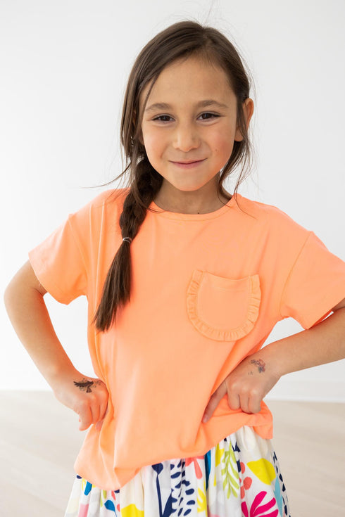 neon-coral-ruffle-pocket-tee Mila & Rose - Sophia's Style--12-24M--2