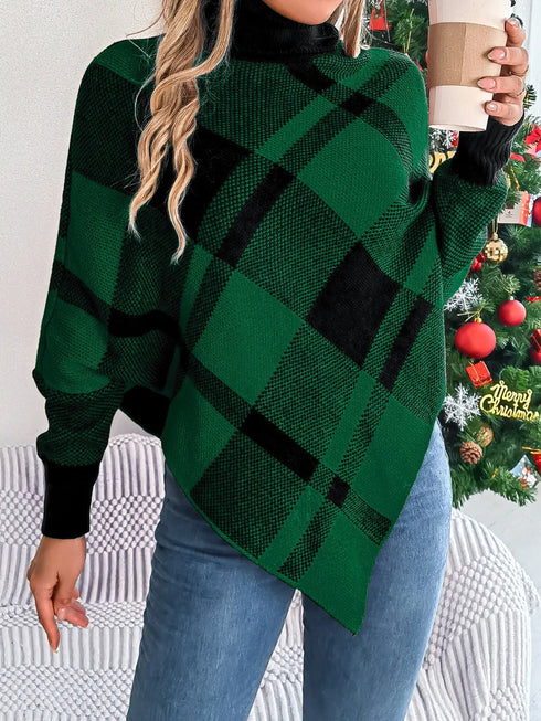 plaid-turtleneck-batwing-sleeve-sweater-Sophia's Style-7