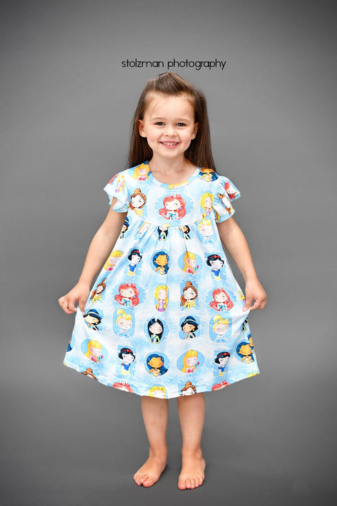 blue-happy-princess-milk-silk-flutter-dress Great Lakes kids - Sophia's StyleFlutter Dress-1
