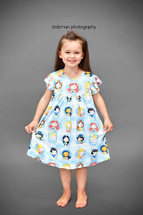 blue-happy-princess-milk-silk-flutter-dress Great Lakes kids - Sophia's StyleFlutter Dress-1