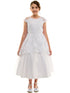 Petite Adele Girls White Embroidered Overlay Cap Sleeve First Communion Dress, Sizes 2-20 - SophiasStyle.com