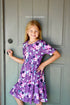 purple-floral-short-sleeve-milk-silk-dress Great Lakes kids - Sophia's StyleShort Sleeve Dress-1