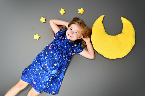 blue-space-milk-silk-flutter-dress Great Lakes kids - Sophia's StyleFlutter Dress-1